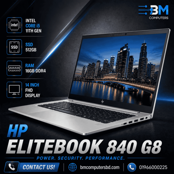 HP EliteBook 840 G8 | Intel Core i5 - 11th Gen | 512GB SSD | 16GB RAM | 14 inch FHD Display